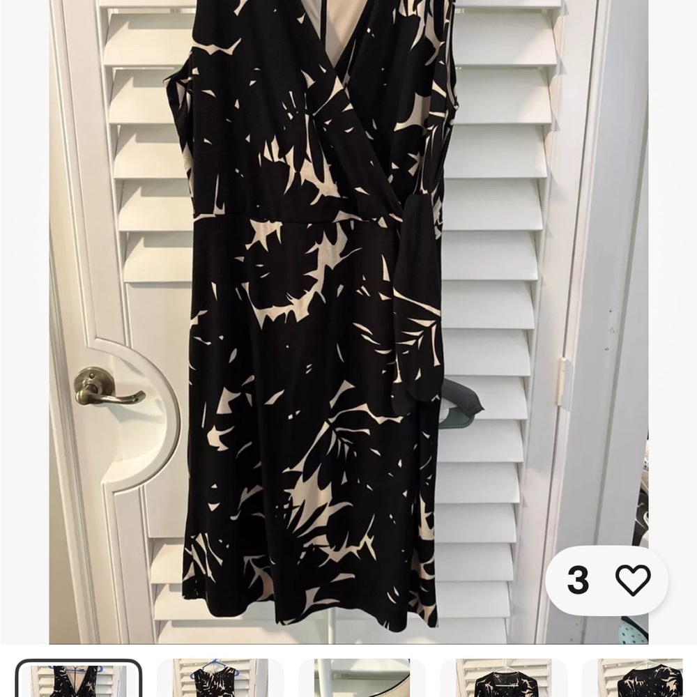 Black and Cream Sheath Midi Dress with V-Neck Ann Taylor with cardigan